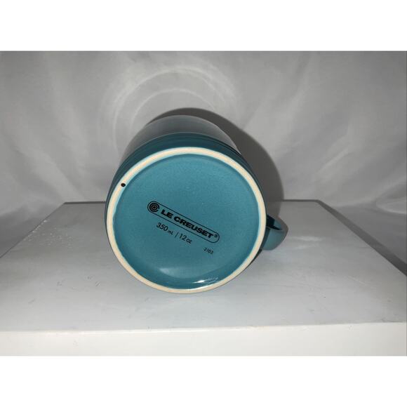 NEW Le Creuset Stoneware Coffee Mug Cup 12oz Caribbean Blue Green Fade Ombre - Picture 5 of 6